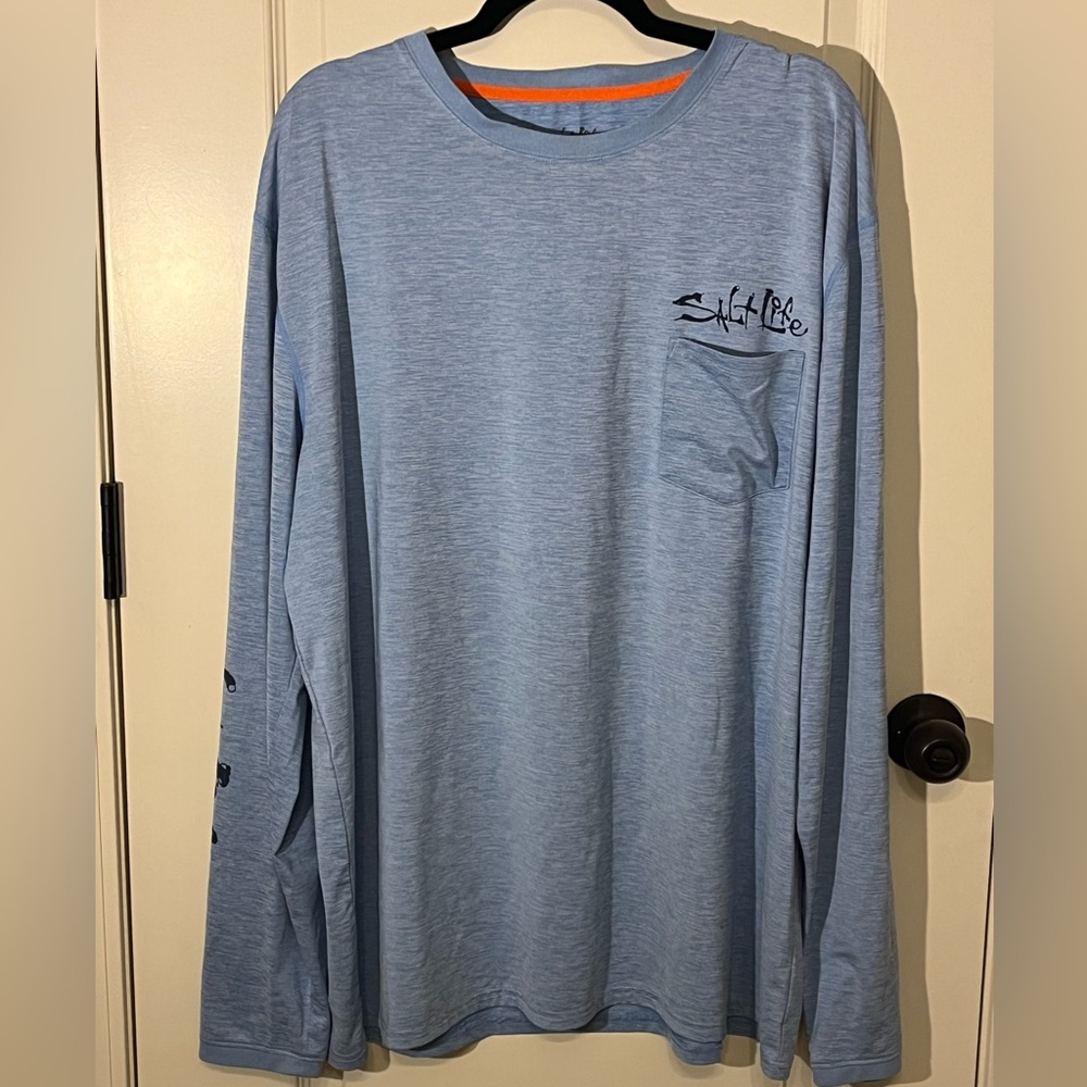 Salt life Get Hooked long sleeve performance tee with pocket